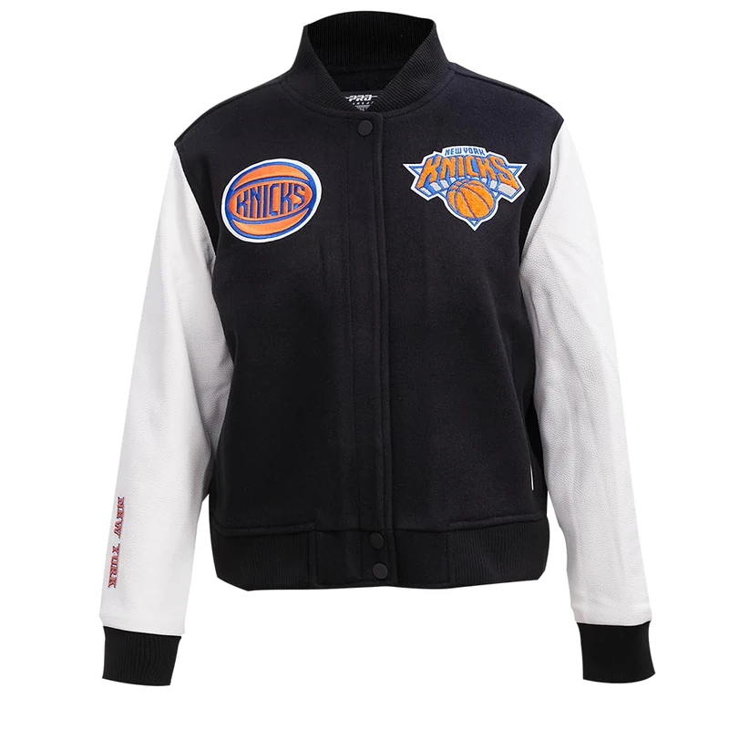 Pro Standard Womens NBA New York Knicks Classic Chenille Varsity Jacket Black/White L