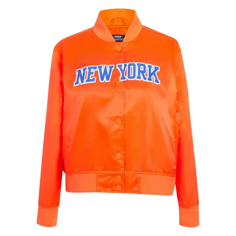 Pro Standard Womens NBA New York Knicks Classic Chenille Satin Jacket Orange S