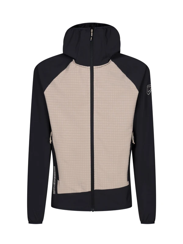 Rock Experience Men's Razor Blade Hoodie Softshell Man Jacket Technical Windproof, Beige/Black, L