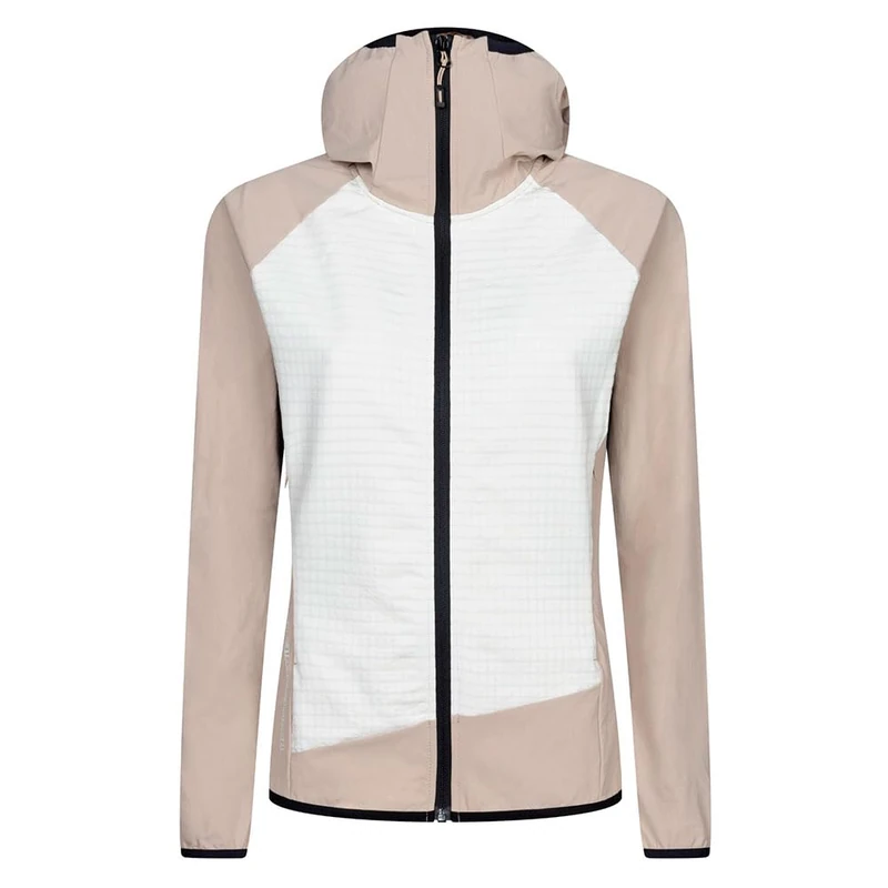 Rock Experience Women's Razor Blade Hoodie Softshell Woman Jacket Technical Windproof, Beige/Black, XS