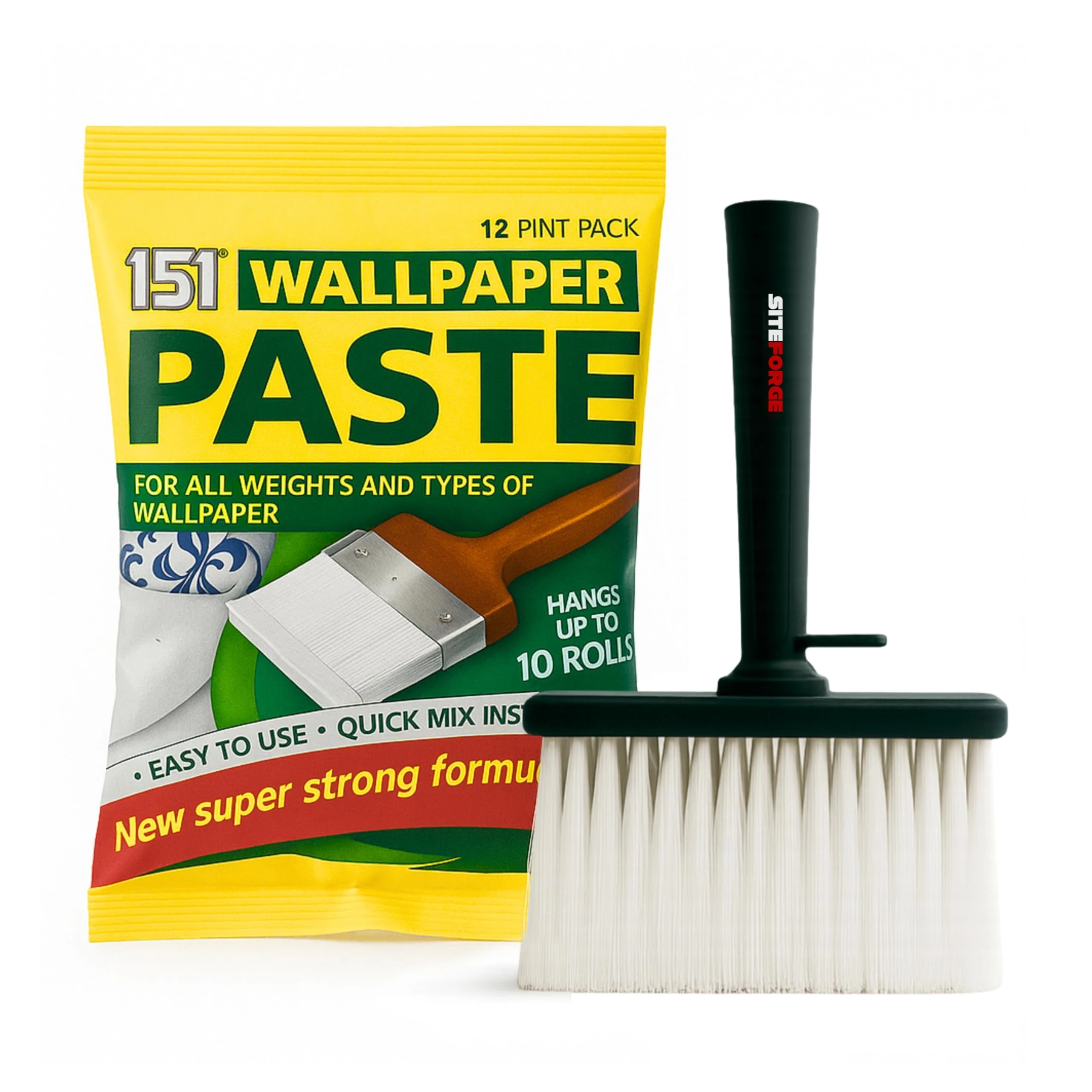 Wallpaper Paste & Brush, Strong Adhesive for Easy Wallpaper Hanging & Decorating, DIY & Professional Kit for Smooth, Textured & Lined Walls, 200g (12 Pints)