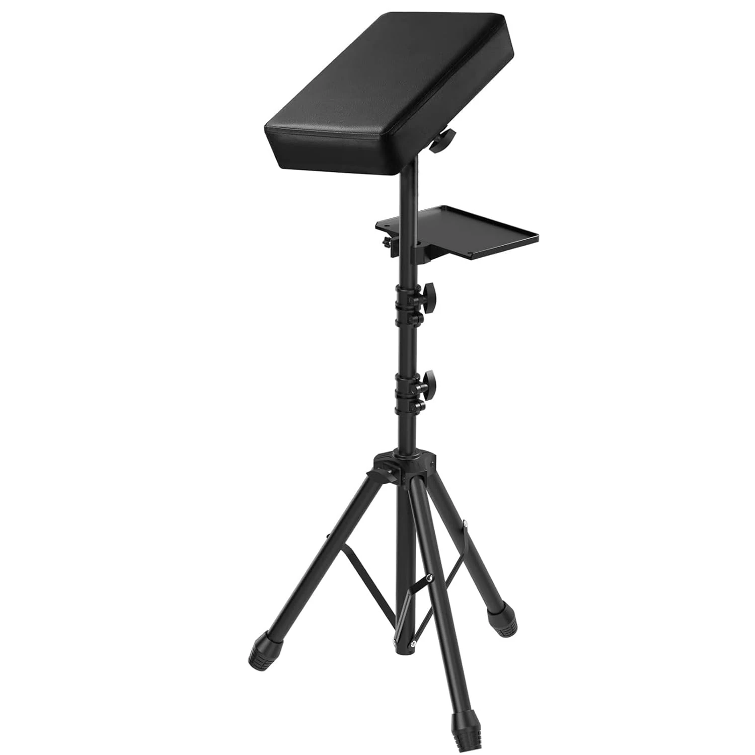 Tattoo Arm Rest With Tray, Tattoo Armrest Stand Height Adjustable and Tilt Black Leather Pad for Studio