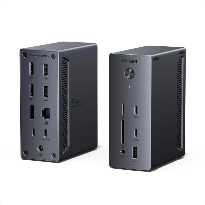 UGREEN 14-in-1 USB-C Dock 4K HDMI/DP, 100W, 27W PD, 10Gbps, Ethernet