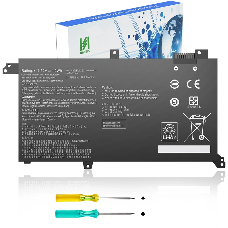 HASESS B31N1732 Battery Replacement for ASUS A571G K571GT X571G X571GT-BQ274T Vivobook S14 S430f S430FN-EB168T 11.52V 3653mAh 42Wh