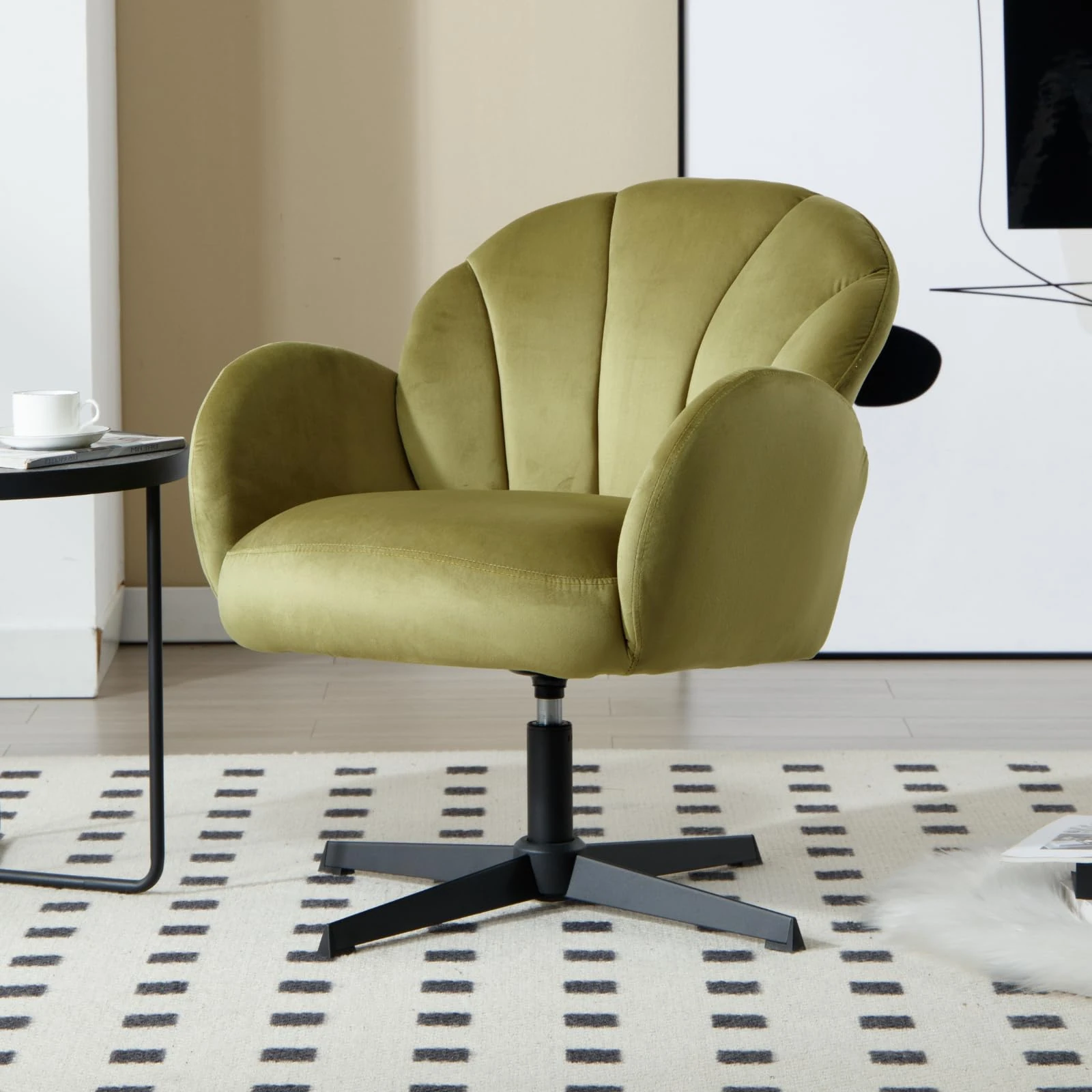 Ya-Home Modern Accent Chair for Bedroom/Home Office/Makeup, Comfort Padded Velvet Armchair with Metal Legs, Green