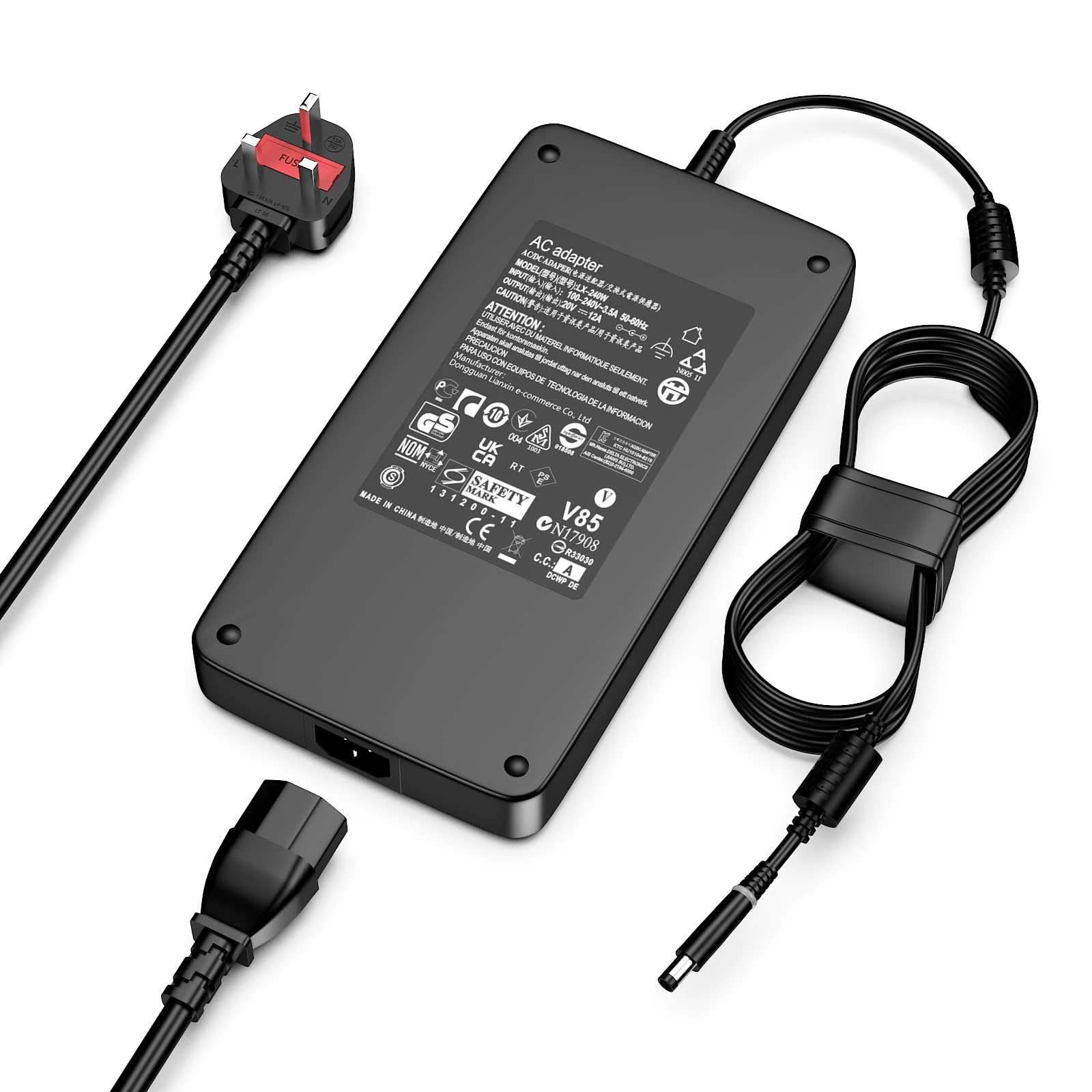 MAXPOR 240W 19.5V 12.3A Laptop Charger Compatible with Dell Alienware M15 M17 R1 R2 R3 R4 R5 M17X R2 R3 M18X Area-51m G5 G7 Precision 7780 7770 7680 Gaming AC Adapter