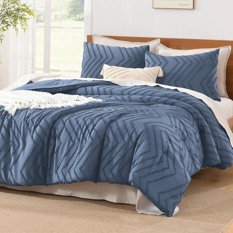 Litanika Oversized King Comforter Set, 3 Pcs Boho Tufted Bedding Set