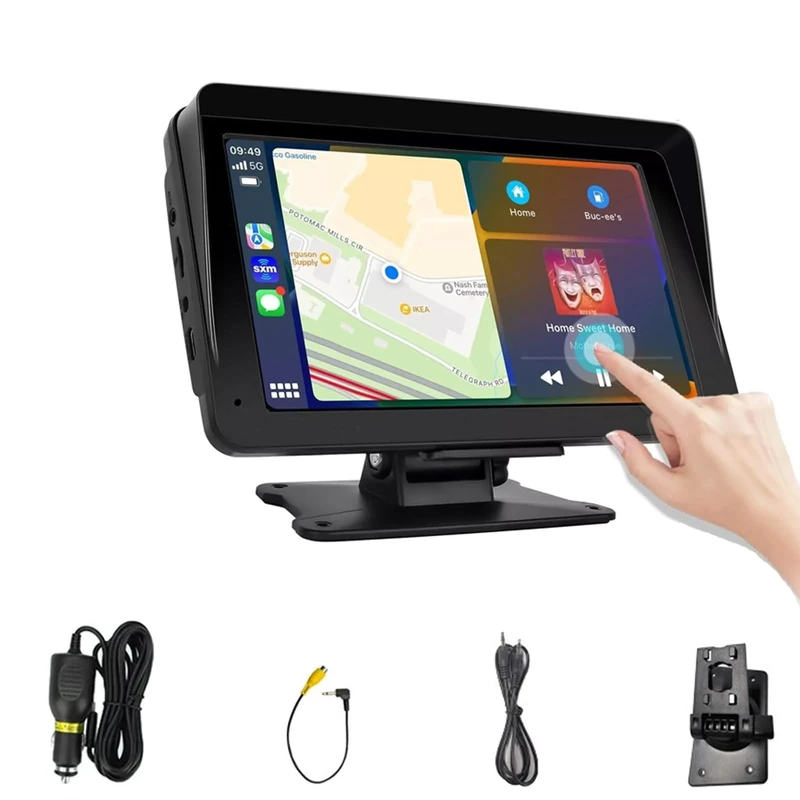 Cartablet Pro Max 2025 Model, 10.26" Hd Portable Carplay & Android Auto Screen, With 1080p Backup Camera And 4k Wireless Dual Lens Dash Cam, Gps Navigation/Voice Control Bluetooth (7 Inch)