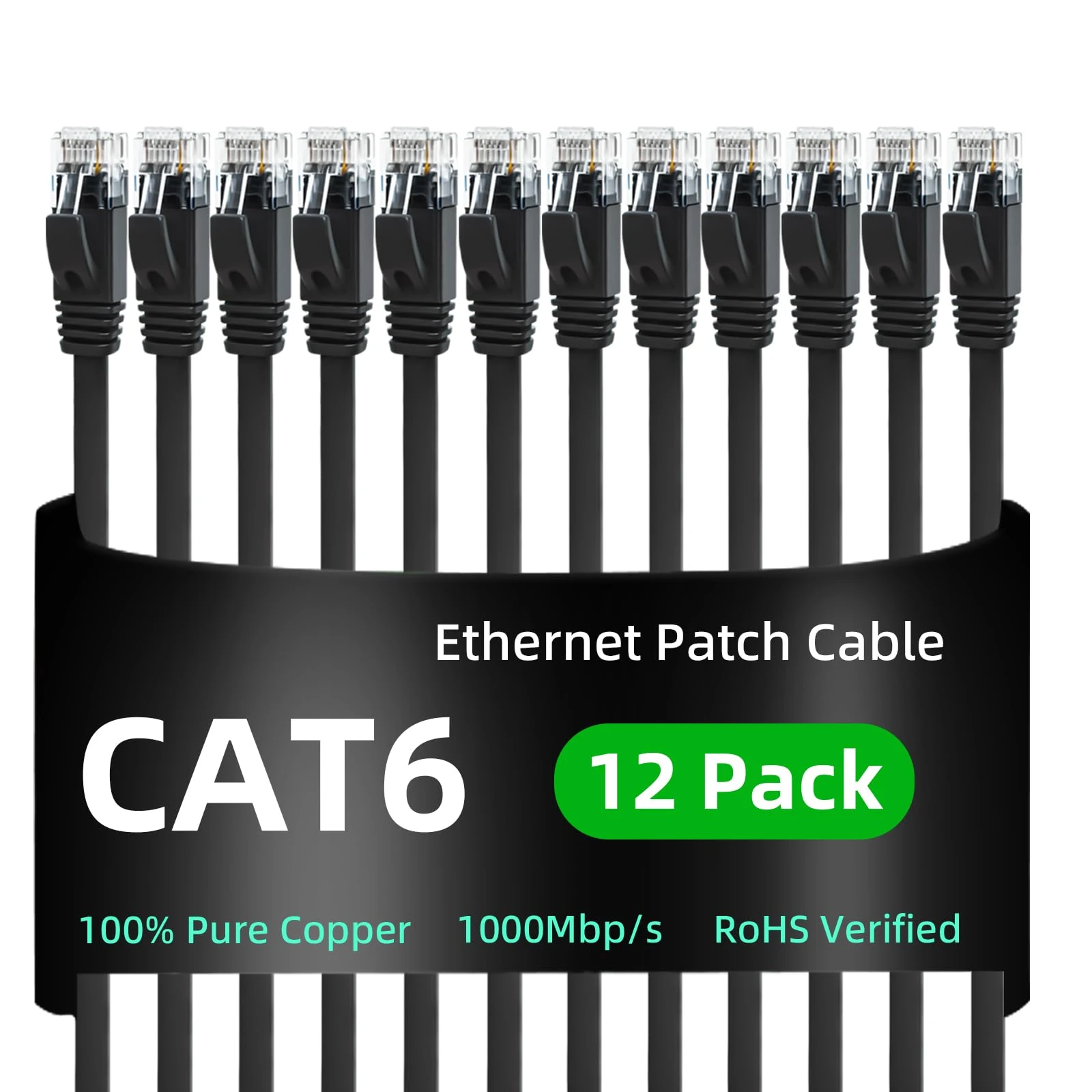 Yauhody Cat 6 Ethernet Cable 3m 12Pack,STP Shield Short Cat6 Cable with TIA/EIA 568-C.2 Standard,Snagless High Speed Gigabit Internet Network LAN Patch Leads-3m 12Pack