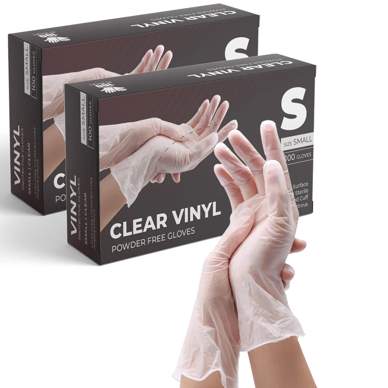 eatasty Vinyl Multi-Purpose Clear Gloves, Powder Free, Disposable, 200 Pack