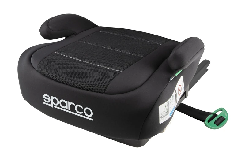Sparco ISOFIX R129/03 Child Booster Seat | 125-150 cm (6-12 Years) | Booster seat Without backrest | Ergonomic, Washable and Breathable Padding | Greater Stability and Side Protection