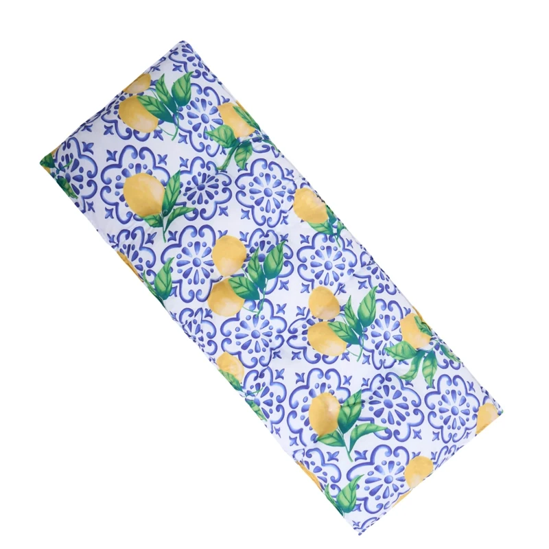 OHS 2 Seater Garden Bench Cushions Lemon Print Bench Pad, Super Soft Comfy Outdoor Furniture Cushions Waterproof Seat Pads For Patio or Dining, Blue/Yellow-110x40cm - Image 1