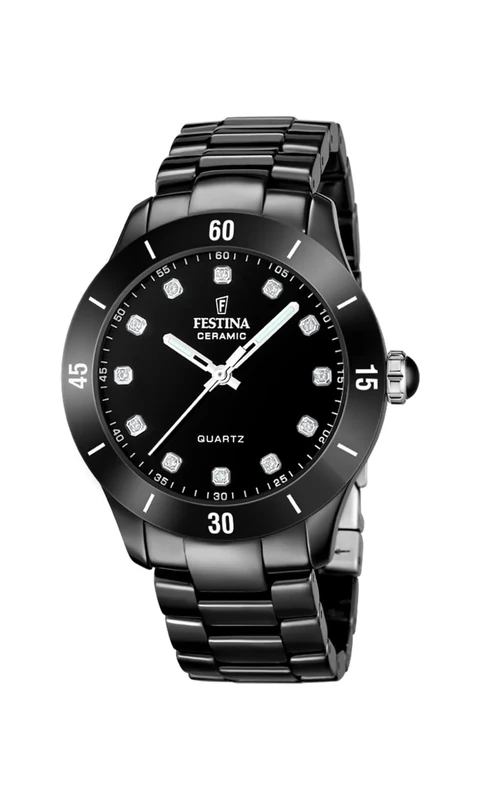 Festina Ladies Ceramic Watch with Ceramic Bracelet F20723/2