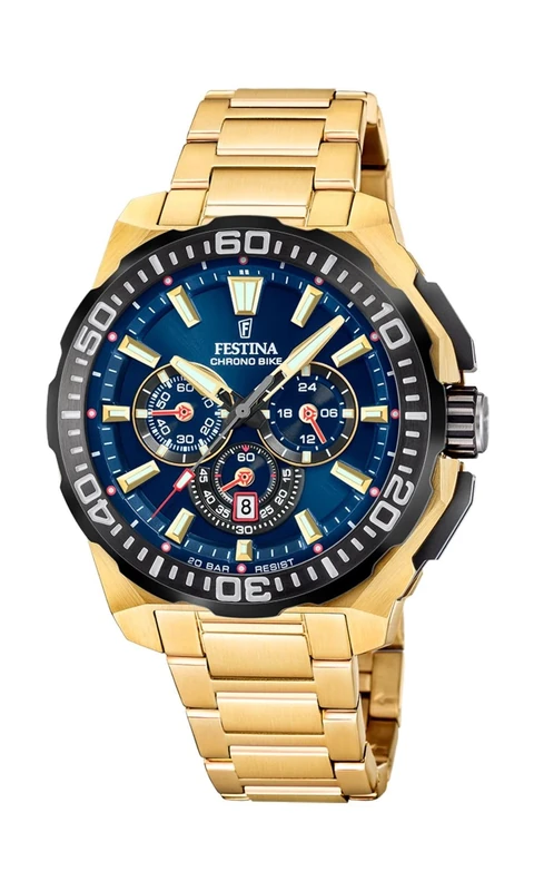 Festina Gold PVD-Plated 2025 Chrono Bike Watch with Steel Bracelet F20727/1