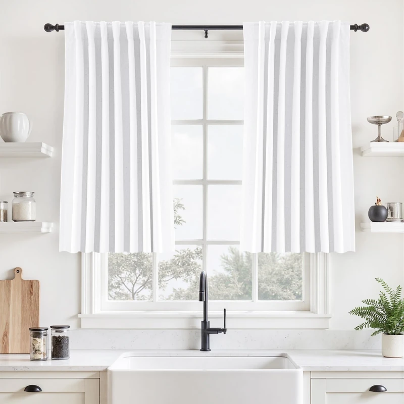 UHITECH Beige Short Kitchen Curtains 40 Inch Length 2 Panels Set Natural Blackout Curtain for Bedroom Living Room Darkening Rod Pocket Modern Thermal Black Out Drapes for Small Windows