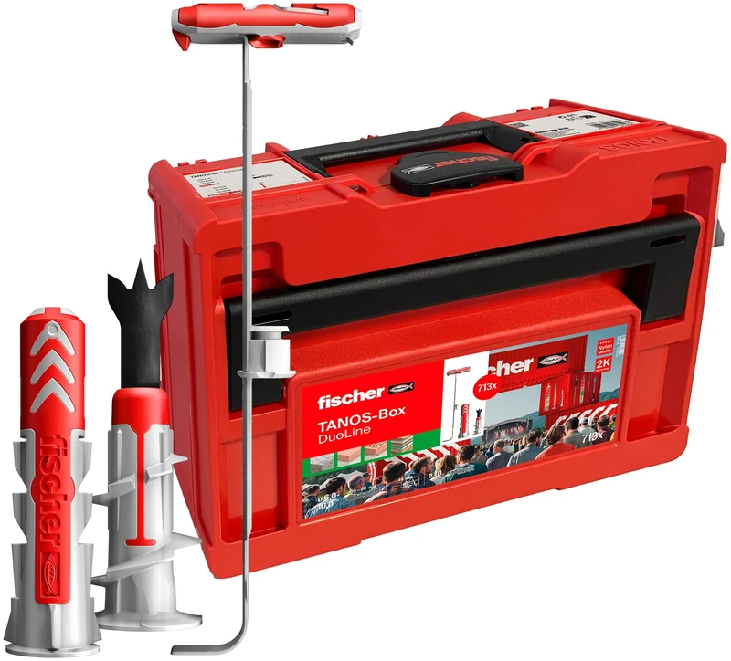 fischer Tanos-Box DuoLine 713-Piece Dowel Set, 6-10 mm Diameter, 30-80 mm Length, DuoPower, DuoTec and DuoBlade for More Function, Performance and Safety, for Professionals and DIY Enthusiasts