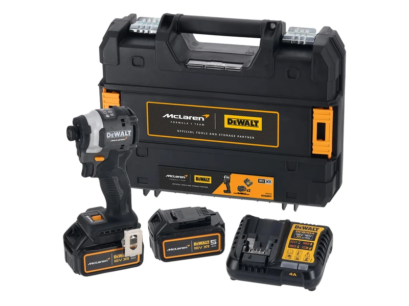 Dewalt DCF85MP2T McLaren F1 XR Brushless 1/4in Impact Driver 18V 2 x 5.0Ah Li-ion. with a 3 Mode Switch for Enhanced Control