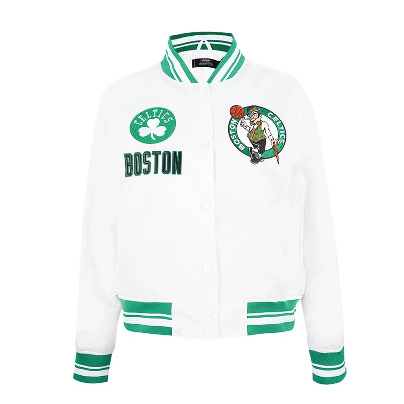 Pro Standard Womens NBA Boston Celtics Retro Classics Satin Jacket White/Green XL