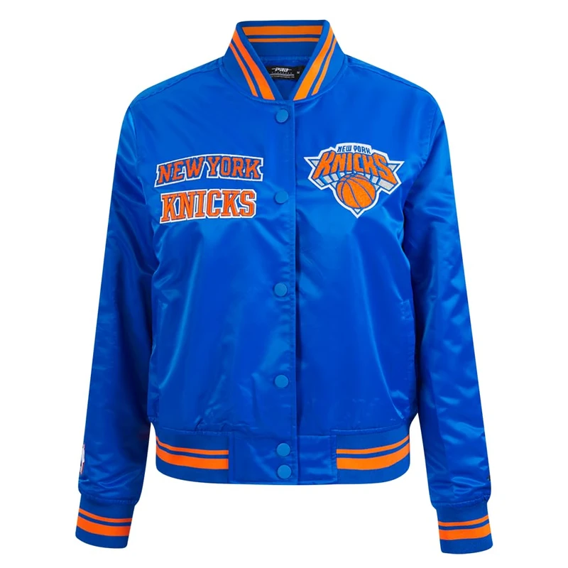 Pro Standard Womens NBA New York Knicks Retro Classics Satin Jacket Royal/Orange/Royal S