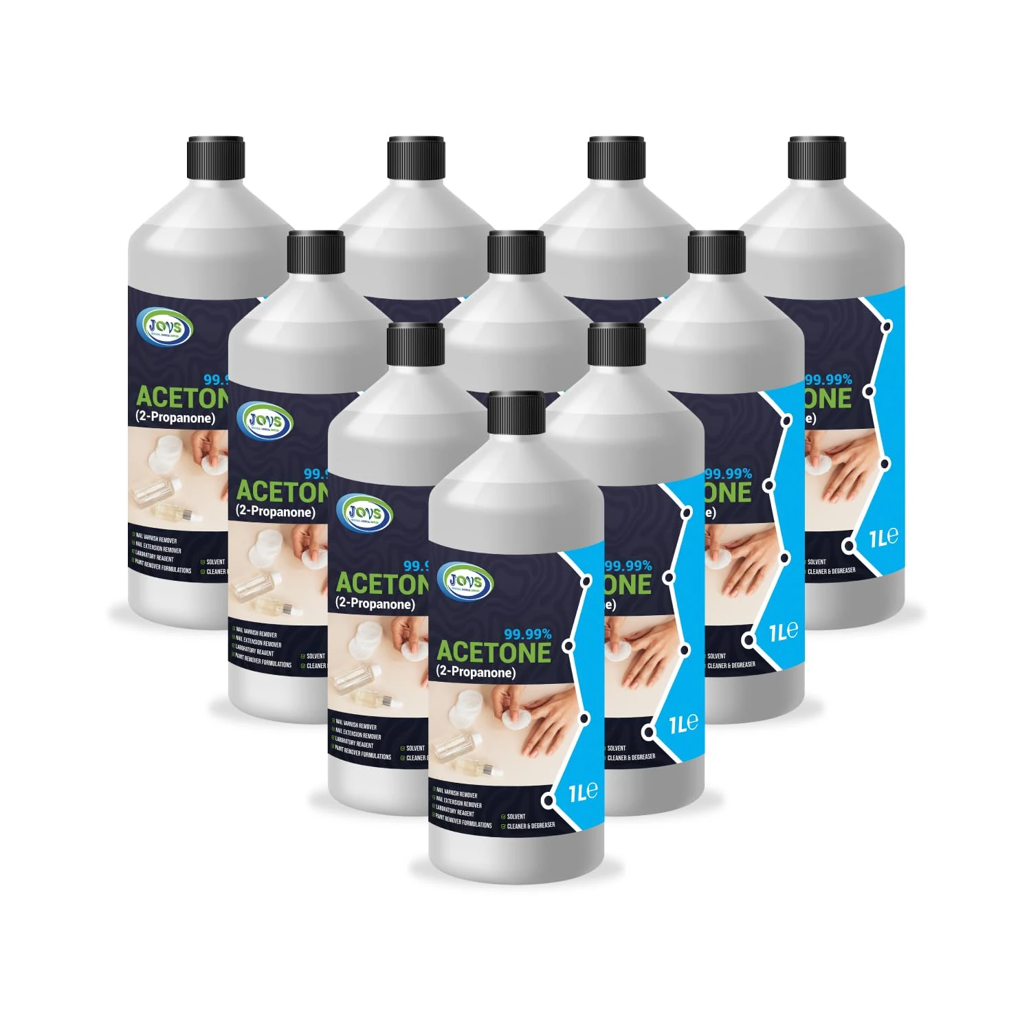 99.99% Pure Acetone 10x 1L | Professional Strength Nail Polish Remover | Acrylic, UV/LED, Nail Glue & Varnish Remover | Salon-Quality, Multi-Purpose Solvent.