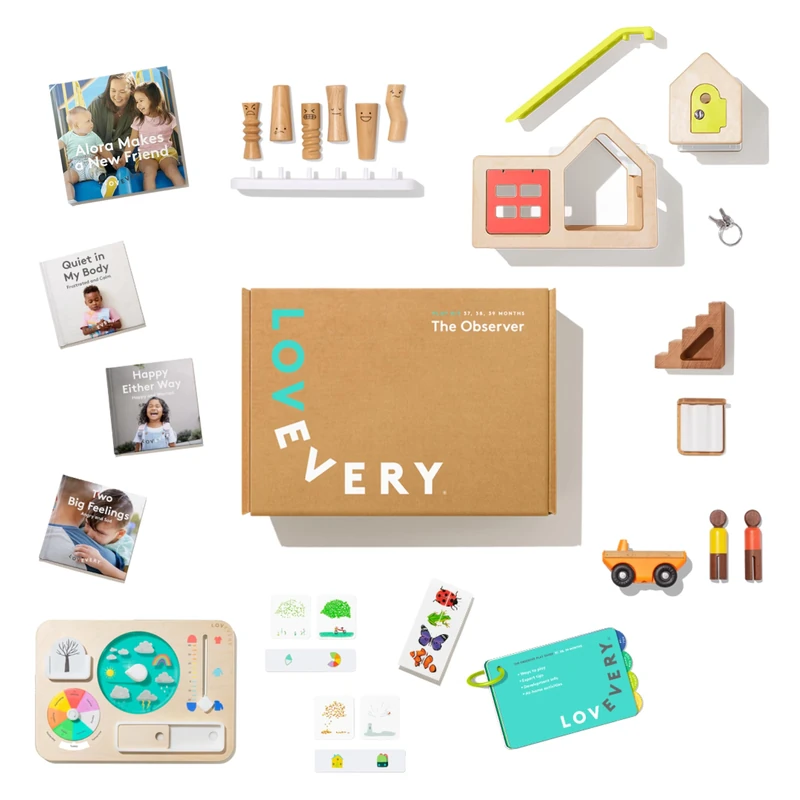 Lovevery, The Observer Play Kit + Bonus Book (Alora Makes a New Friend), Best Gift, 37-38-39+ Months, Wood