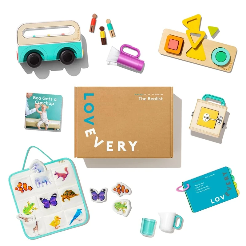 Lovevery, The Realist Play Kit + Bonus Book, Development Toddler Toys and Gift, Toys to practice hand-eye control, sensory experiences and counting, 19-20-21+ Months
