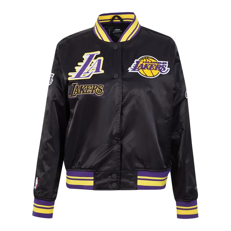 Pro Standard Womens NBA Los Angeles Lakers Retro Classics Satin Jacket Black/Purple/Yellow L - Image 1