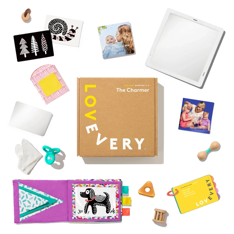 LOVEVERY, The Charmer Play Kit + Bonus Book, Tummy Time and Motor Strength Development, Newborn Essentials and Best Baby Gift 3-4+ Months