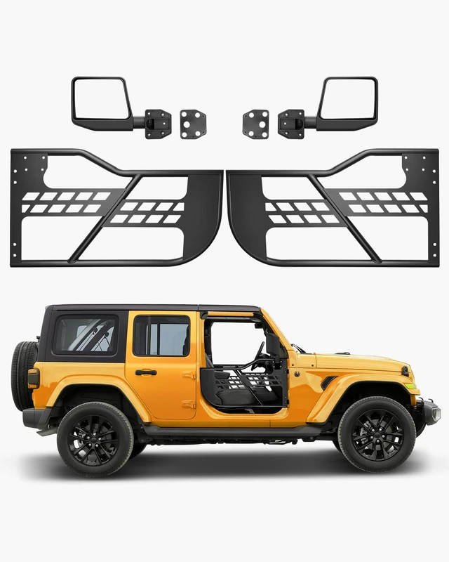 VEVOR Jeep Tube Doors, 2-Door, Hunting Style Jeep Tubular Door with Heavy-Duty Hinges & OE Latch, Jeep Doors with Rear View Mirrors, Fit for 2018-2024 Jeep Wrangler JL & 2020-2024 Jeep Gladiator JT