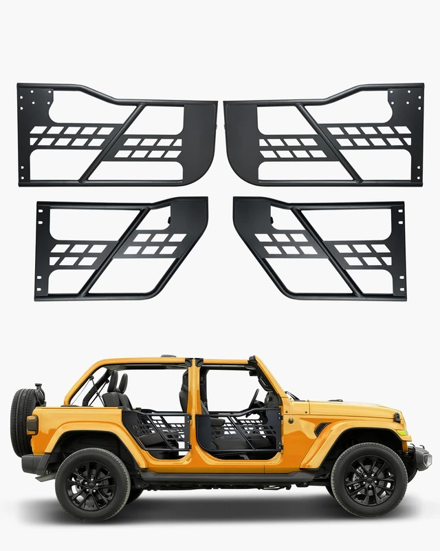 VEVOR Jeep Tube Doors, 4-Door, Hunting Style Jeep Tubular Door with Heavy-Duty Hinges & OE Latch, Jeep Doors with Rubber Pads & Toughened Steel Tube, Fit for 2007-2018 Jeep Wrangler JK