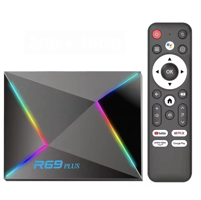 R69PLUS Android 14 TV Box, Octa-Core A55 CPU, 8K Video, WiFi 6, 16GB-64GB Storage, BT5.0+ (4GB 32GB)