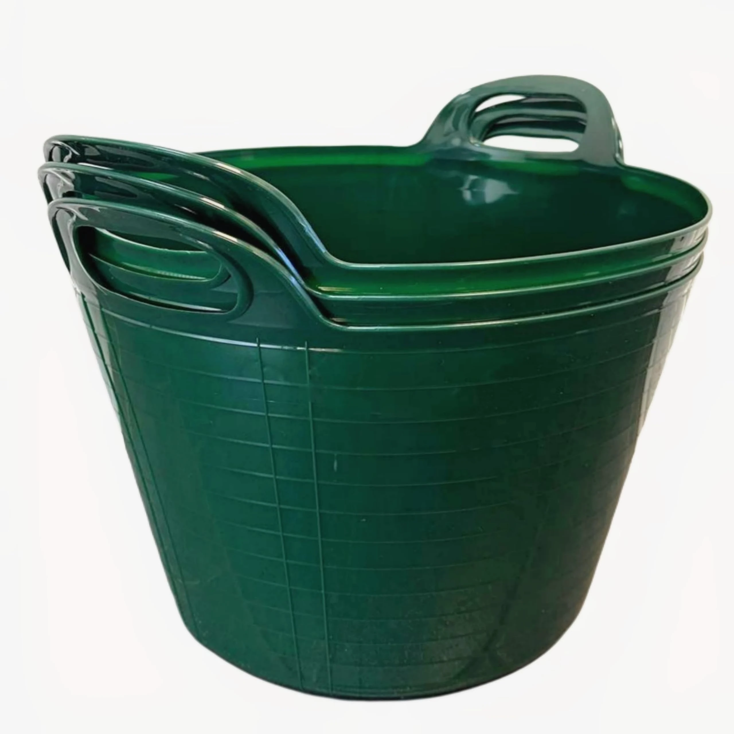 Spectraplast® 42 L Flexi Tub Set - Robust Multi-Purpose Storage Tub in Assorted & Single Color - Handy Builders Buckets Heavy Duty, Ideal for Home, Garden, Animal Feed, Green, Pack of 3