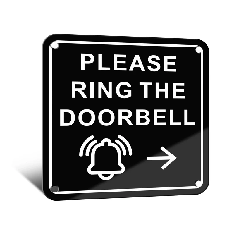 TAKULA Please Ring Bell Sign - 10 x 10CM Self-adhesive Metal Doorbell Sticker With Arrow - Ideal for Gates and Fences
