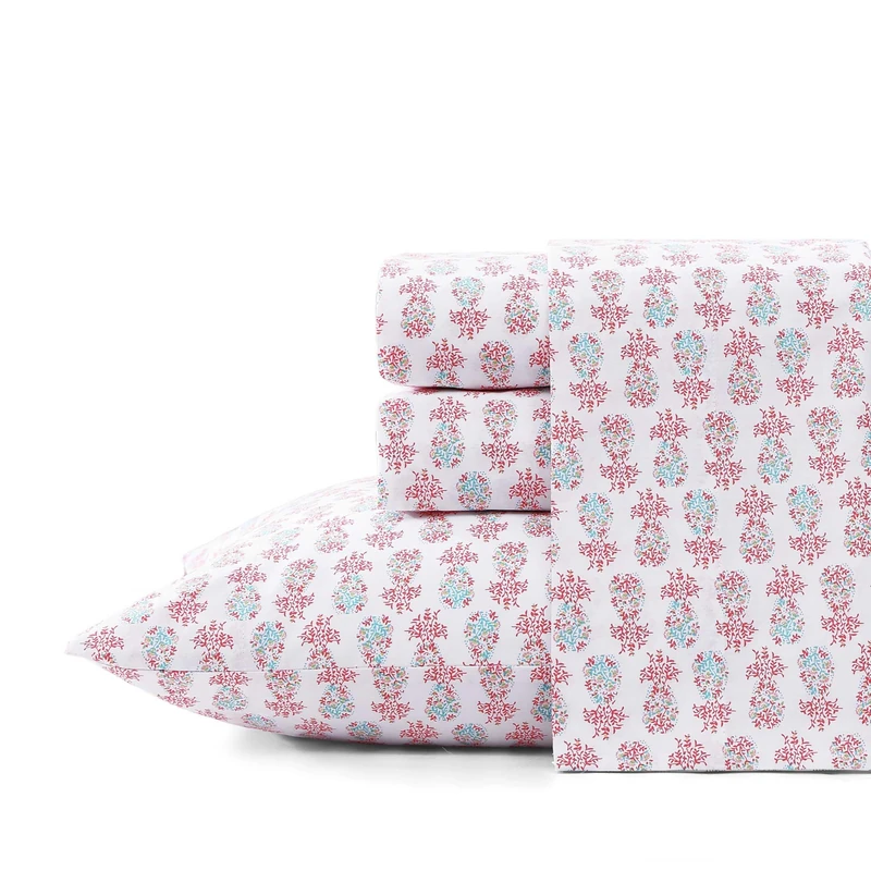 Tommy Bahama - King Sheets, Cotton Percale Coastal Bedding Set with Matching Pillowcases, Crisp & Cool, Coastal Room Essentials (Pineapple Splash Pink, King)