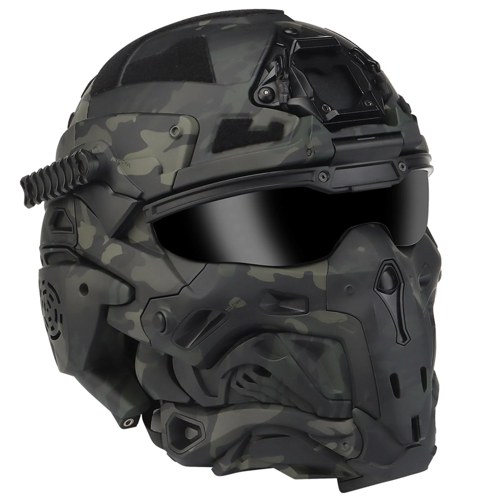 Tactical Full Face Airsoft Helmet with Detachable Mask, Flip-Up HD Lens & Built-in Communication Headset, Adjustable Fit for Paintball, Airsoft & Outdoor Activities(B CP)