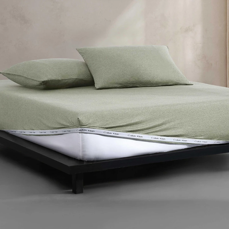 Calvin Klein - Twin Size Sheets Set, Crisp & Tailored Sheets with a Naturally Soft Cotton Blend Lightweight Feel - Bed Sheets with Matching Pillowcase & Fitted Sheet (Modern Cotton Green)