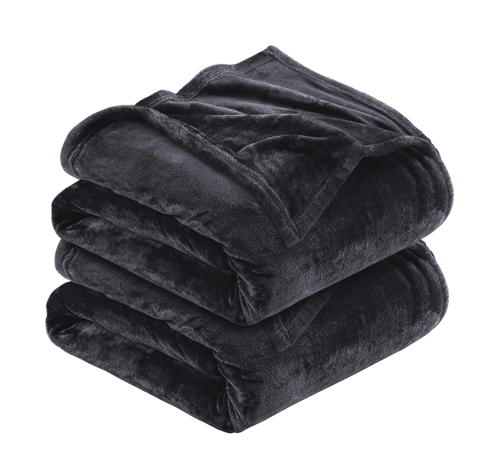 MOONLIGHT20015 Silk Touch Warm 2 Pack Fleece Blankets - 400 GSM Throws for Sofa Fluffy Blanket Bed Throw for Bedroom, Couch, Travel, Kids, Bedroom Accessories Black, Full/Queen (200 X 240CM)