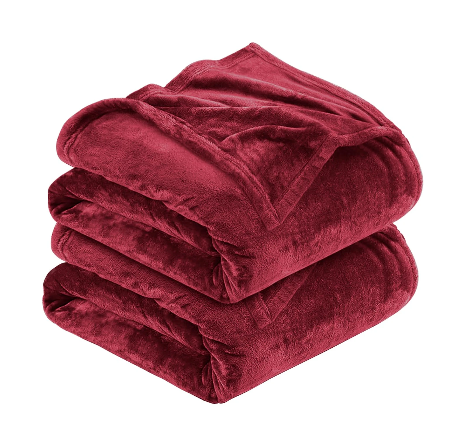 MOONLIGHT20015 2 Pack Fleece Blanket Throws for Sofas - 400 GSM Blankets Sofa Bed Throw Breathable, Cuddly, Fluffy & Warm Burgundy, Full/Queen (200 x 240 CM)