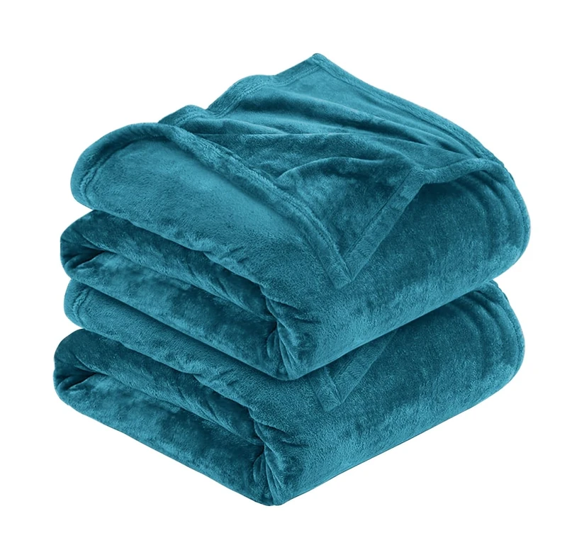 MOONLIGHT20015 Silk Touch Warm 2 Pack Fleece Blankets - 400 GSM Throws for Sofa Fluffy Blanket Bed Throw for Bedroom, Couch, Travel, Kids, Bedroom Accessories Teal, King (230 X 270CM)