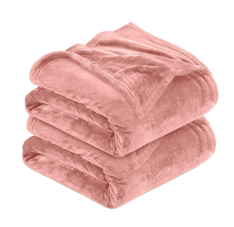MOONLIGHT20015 Silk Touch Warm 2 Pack Fleece Blankets - 400 GSM Throws for Sofa Fluffy Blanket Bed Throw for Bedroom, Couch, Travel, Kids, Bedroom Accessories Pink, King (230 X 270CM)