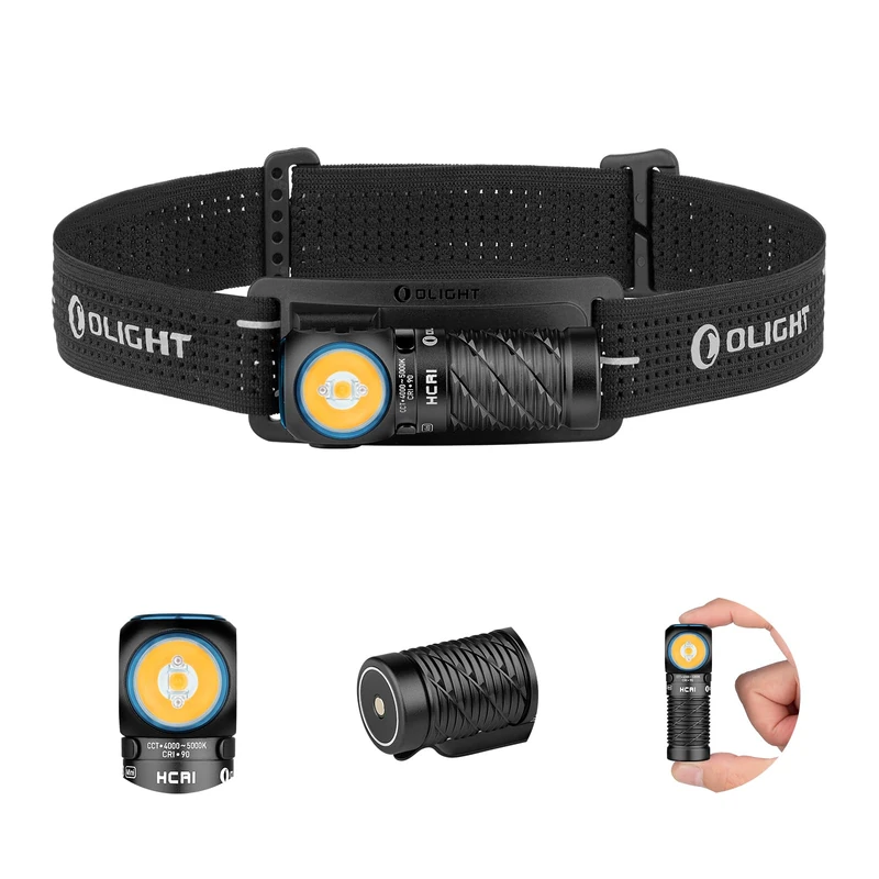 OLIGHT Perun 3 Mini Headlamp 920 Lumens LED Head Torch, Rechargeable Headlight with Red Light Option, Ideal for Work, Household, Outdoors and Night Vision (HCRI Black, NW)