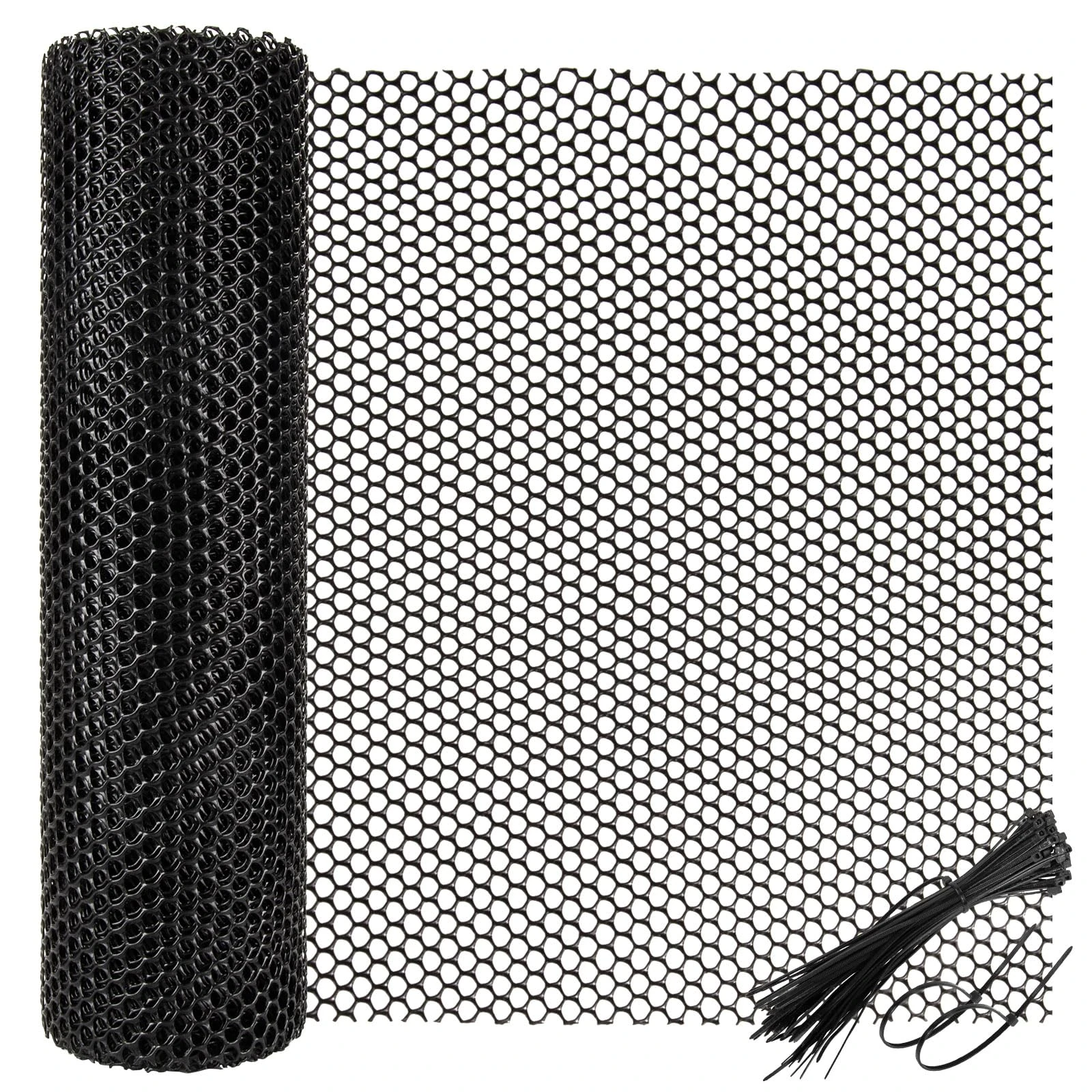 Chicken Wire Mesh Roll with 50 Pcs Fixed Straps, Heavy Duty Garden Plastic Fencing Net, Durable Rust-Proof Poultry Breeding Fence & Temporary Yard (40cm x 3m (8mm holes))