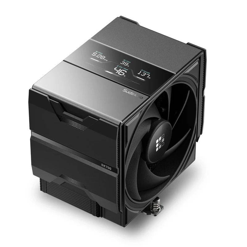 Sudokoo SK700V Cpu Air Cooler : AM5 Exclusive CPU Cooler with Digital Display - 7 Heatpipes PC Cooler, Single Tower, Slide-In Mounting, Full RAM Freedom, 120mm PWM Quiet Fan, 5 Years Warranty