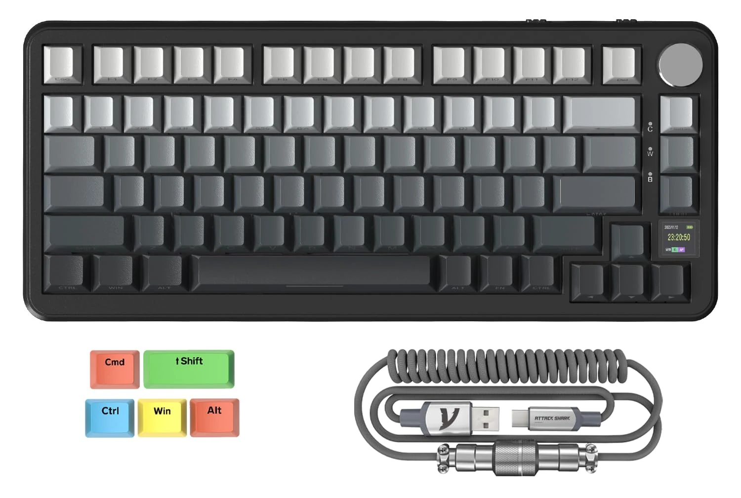 MAMBASNAKE x ATTACK SHARK X85PRO Gasket Mechanical Keyboard with PBT Side-Printed Keycap, 75% Wireless Gaming Keyboard with TFT Screen&CNC Knob, 2.4Ghz/BT5.1/USB-C, Hot-Swap Linear Switch, RGB