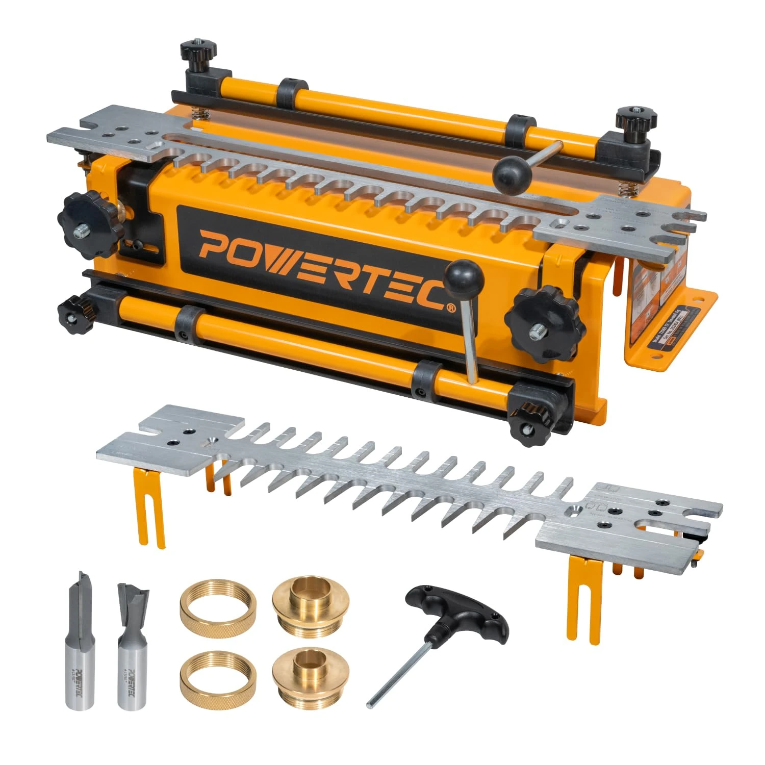 POWERTEC 12 Inch Dovetail Jig with Templates, Router Bits, and Guide Bushing - for Cutting Half-Blind & Through Dovetails, Box Joints, and Dados On Woodworking & DIY Projects (72069)