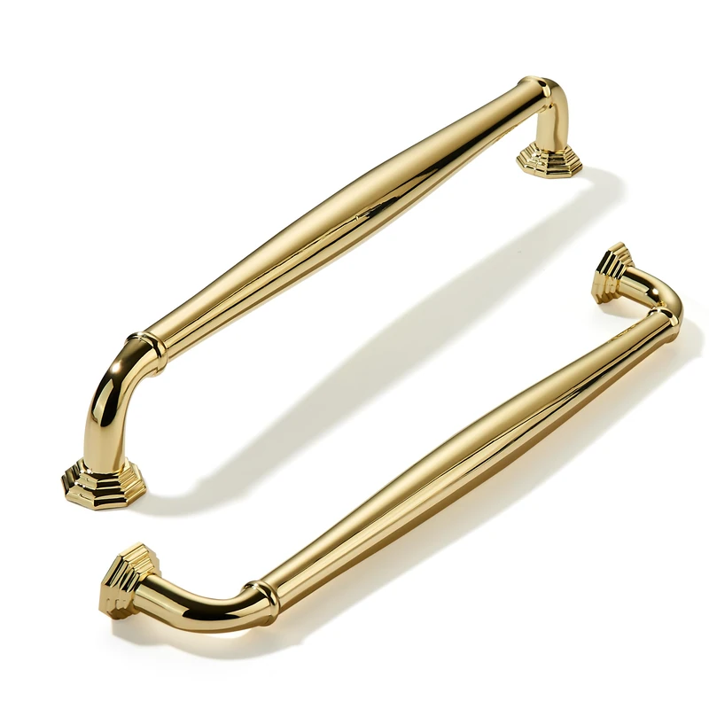 khtumeware 10 Pack 8 Inch(203mm) Polished Brass Cabinet Pulls Unlacquered Gold Cabinet Handle Heavy Duty Solid Cabinet Hardware for Cupboard Drawer Pulls Dresser Handle