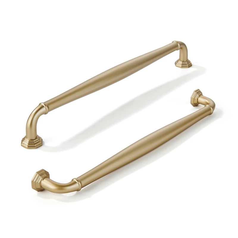 khtumeware 10 Pack 8 Inch(203mm) Brushed Gold Cabinet Pulls Matte Satin Gold Cabinet Handles Heavy Duty Solid Cabinet Hardware for Cupboard Drawer Pulls Dresser Handle