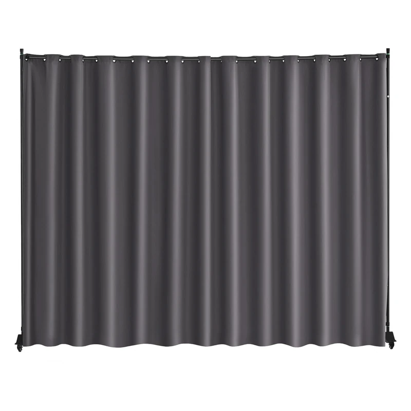 VEVOR Room Divider, Portable Panel Room Divider with Wheels Curtain Stand, Freestanding Privacy Screen for Office, Bedroom, Dining Room, Study, Gray