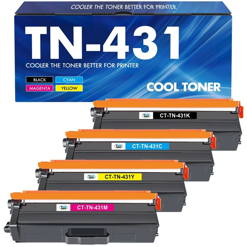 TN-431 TN431 Toner Cartridge Replacement for Brother TN431 TN 431 TN-431 TN431BK TN431C TN431M TN431Y for Brother MFCL8900CDW HLL8360CDW HLL8260CDW MFCL8610CDW HLL8360CDWT Printer Ink (BCYM, 4 Pack)