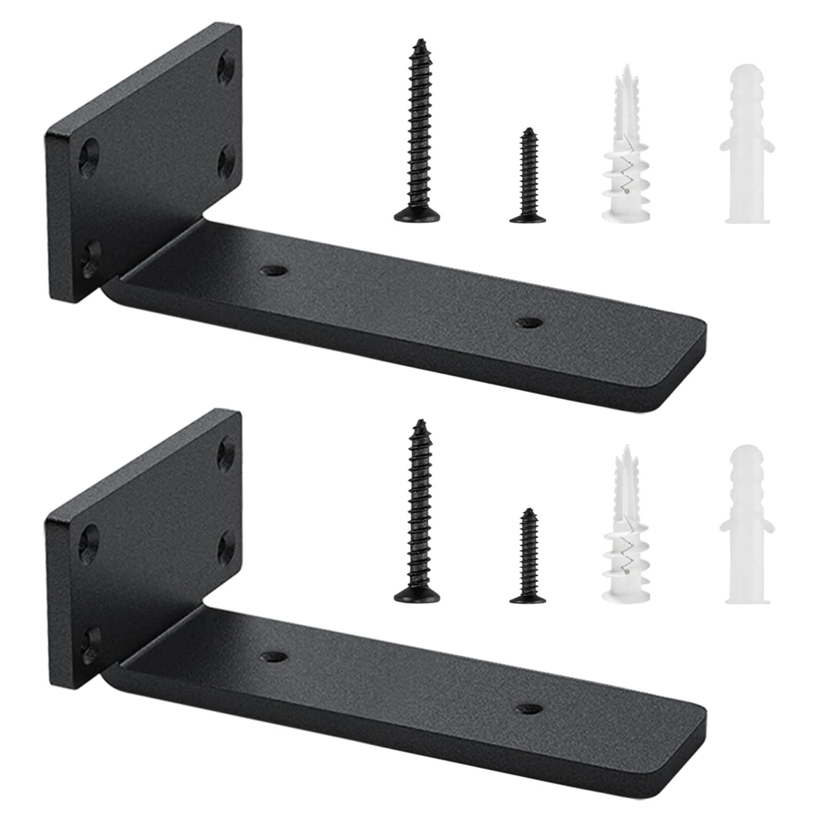 Heavy-Duty Scaffold Board Shelf Brackets 20cm, 2 PCS Metal Floating Shelf Brackets, Industrial Wall Mounted Shelf Support for Floating Shelves | Black